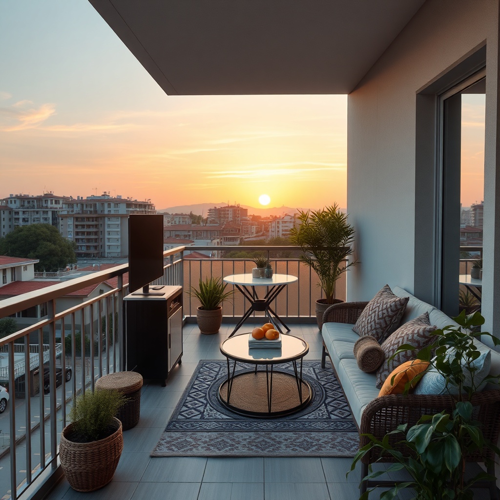 Yüksek katlı bir apartmanın balkonunda