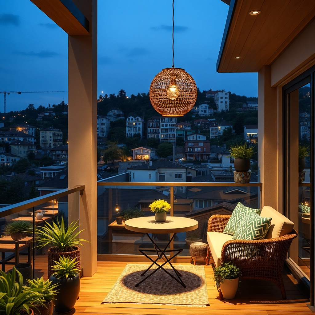 Modern bir balkonda latalı cam balkon sistemi