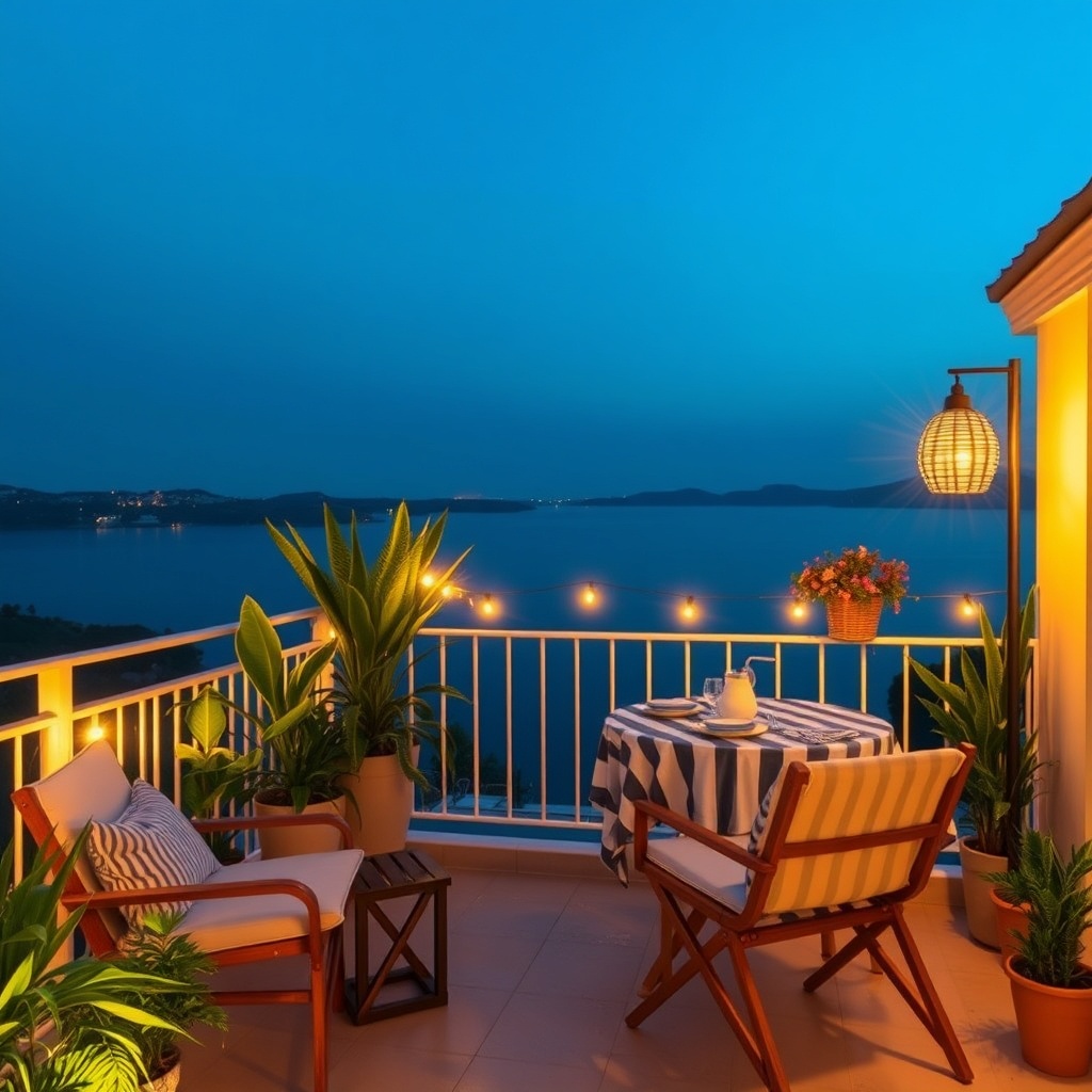 Geniş bir terasta latalı cam balkon