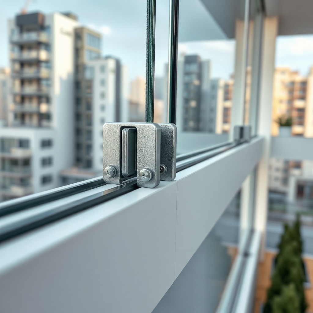 A close-up photorealistic photo of a Sistem Cam Balkon küpe modeli showing the metal “küpe